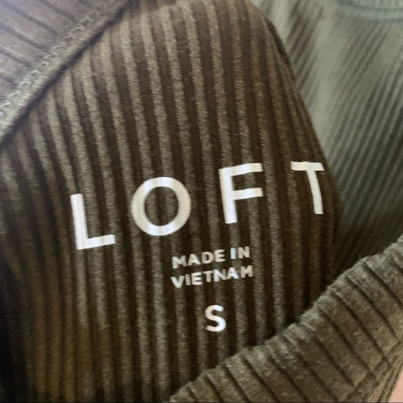 Loft Army Green Ribbed Bodysuit Small - Picture 3 of 5